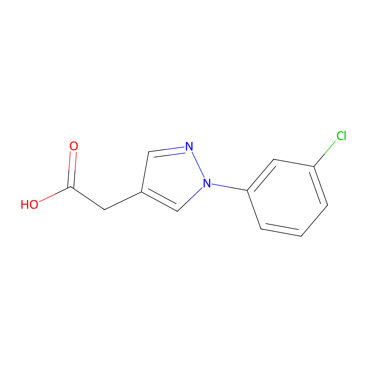 2-[1-(3-chlorophenyl)-1H-pyrazol-4-yl]acetic acid molecular structure, CAS 1514552-42-1