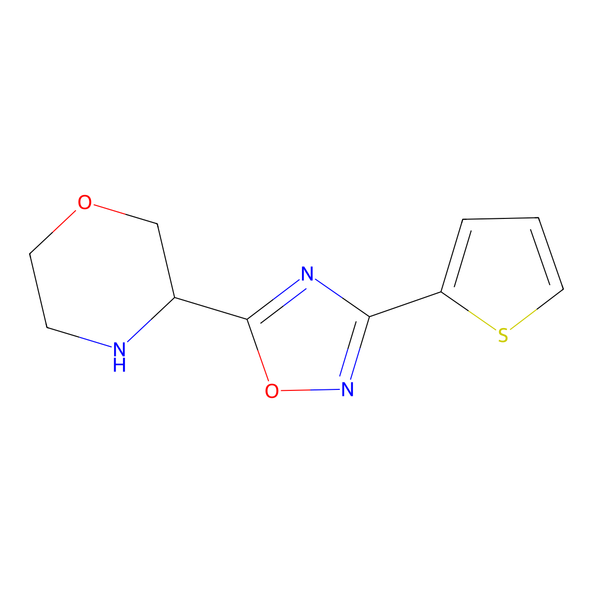 3-[3-(Thiophen-2-yl)-1,2,4-oxadiazol-5-yl]morpholine molecular structure, CAS 1514554-57-4
