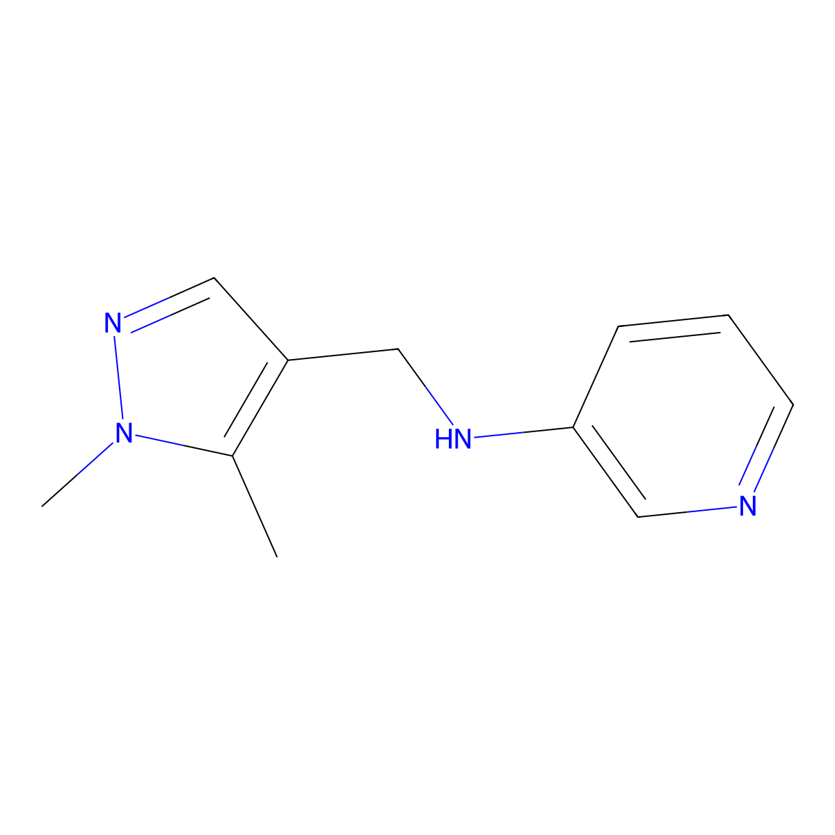 N-[(1,5-Dimethyl-1H-pyrazol-4-yl)methyl]pyridin-3-amine molecular structure, CAS 1514555-49-7