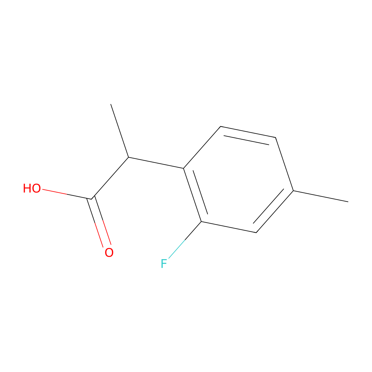 2-(2-Fluoro-4-methylphenyl)propanoic acid molecular structure, CAS 1514577-33-3