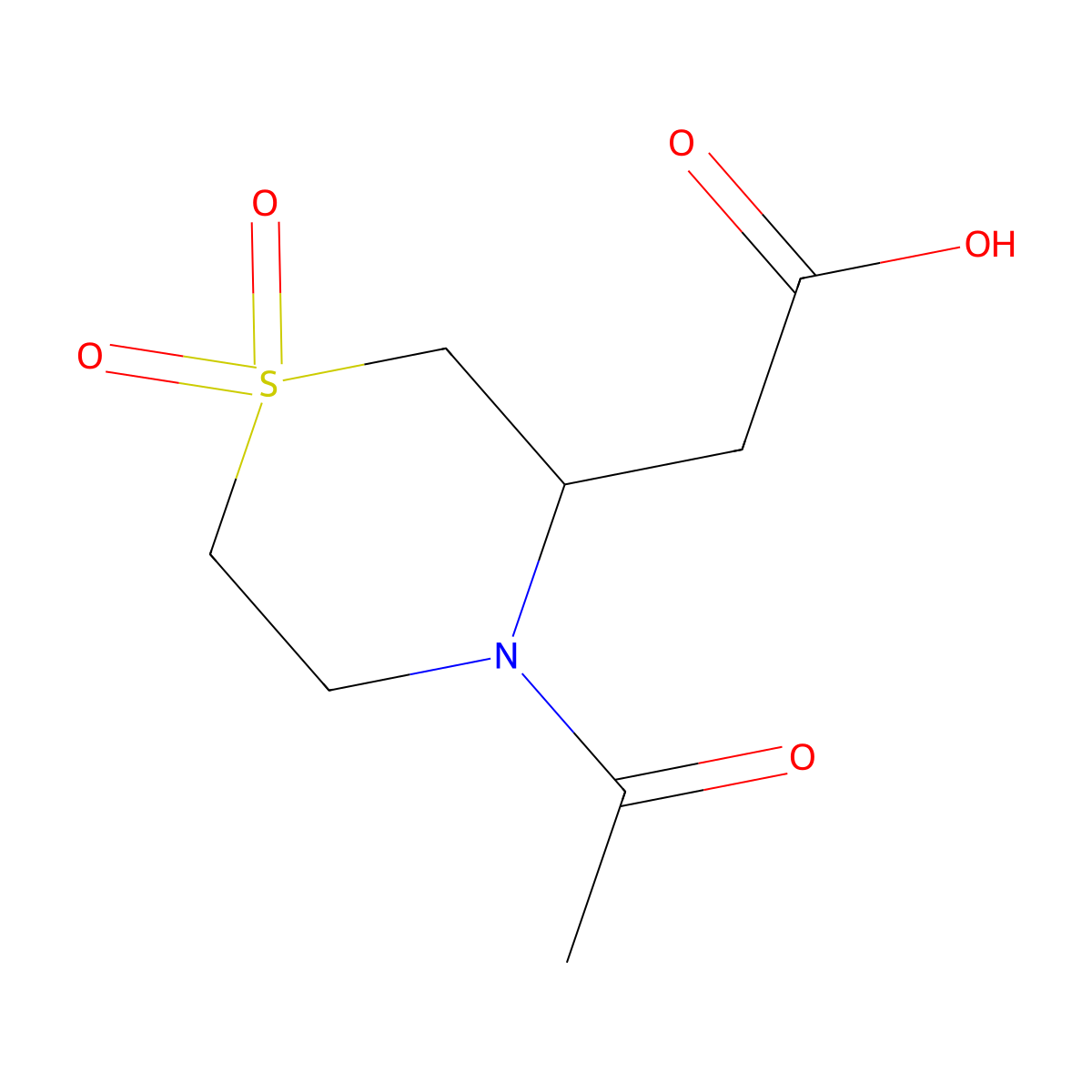 2-(4-Acetyl-1,1-dioxo-1lambda6-thiomorpholin-3-yl)acetic acid molecular structure, CAS 1514591-68-4