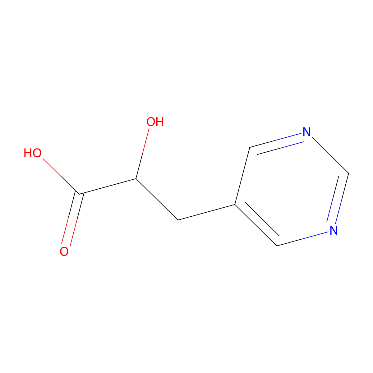 2-Hydroxy-3-(pyrimidin-5-YL)propanoic acid molecular structure, CAS 1514593-23-7
