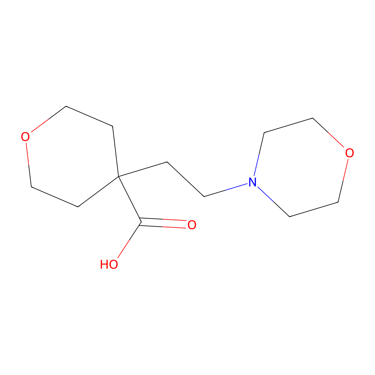 4-[2-(Morpholin-4-yl)ethyl]oxane-4-carboxylic acid molecular structure, CAS 1514600-78-2