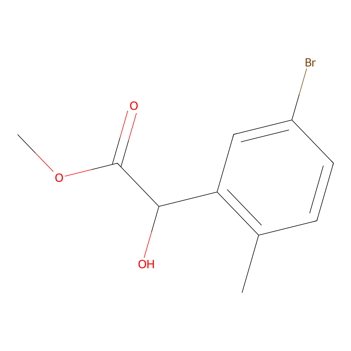 Methyl 2-(5-bromo-2-methylphenyl)-2-hydroxyacetate molecular structure, CAS 1514617-07-2