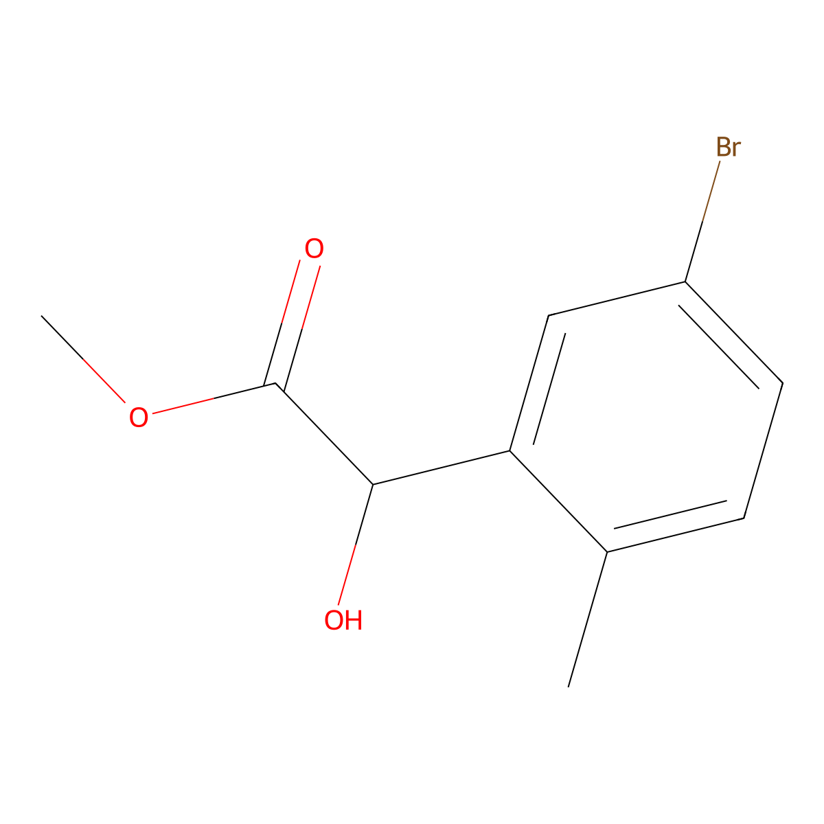 Methyl 2-(5-bromo-2-methylphenyl)-2-hydroxyacetate molecular structure, CAS 1514617-07-2
