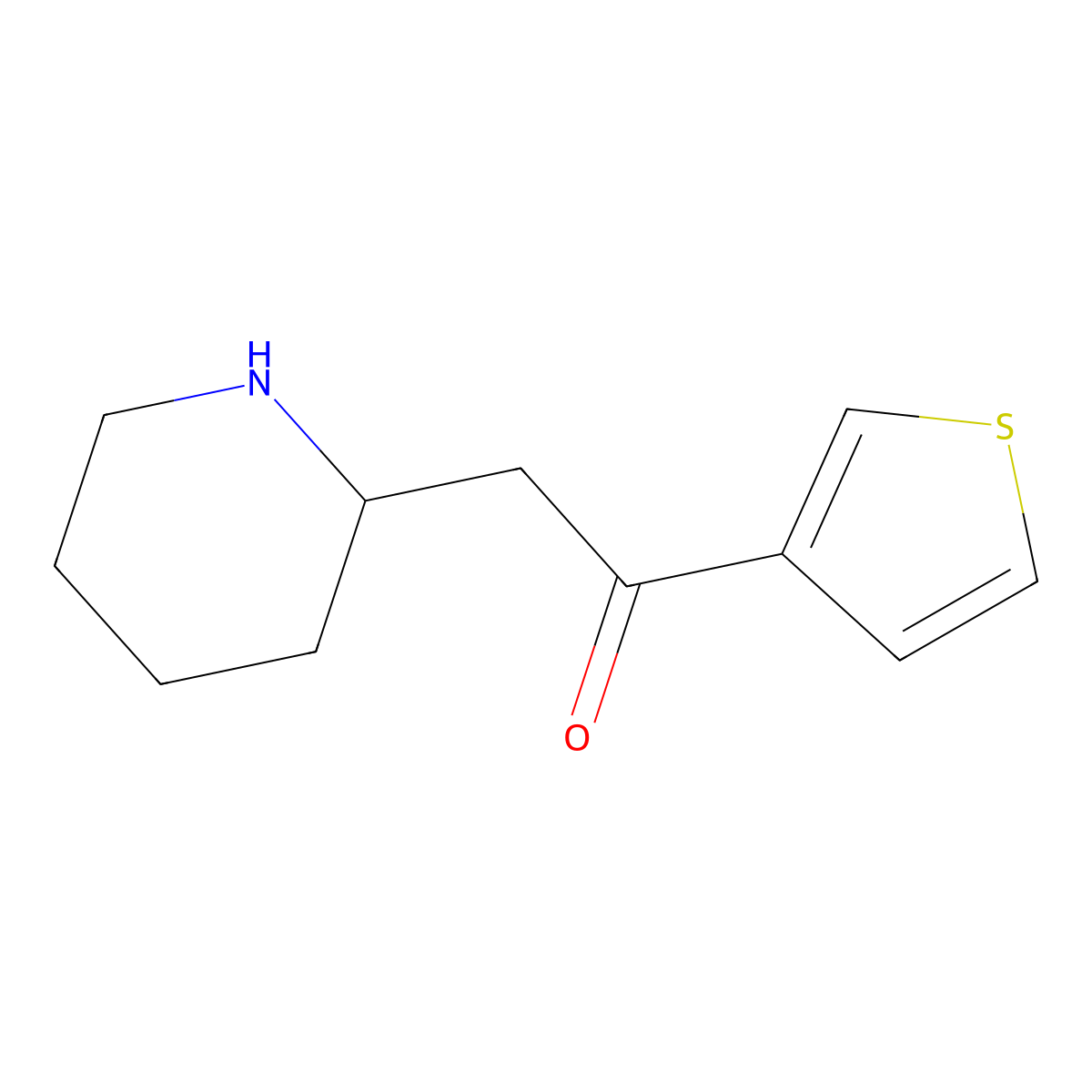 2-(Piperidin-2-yl)-1-(thiophen-3-yl)ethan-1-one molecular structure, CAS 1514620-45-1
