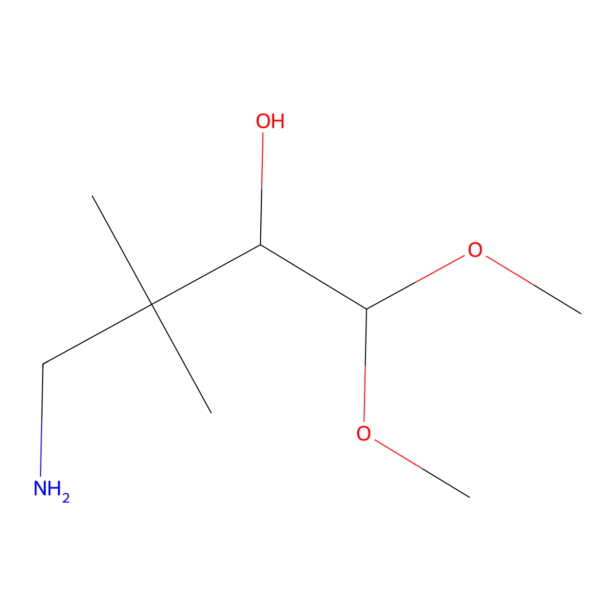 4-Amino-1,1-dimethoxy-3,3-dimethylbutan-2-ol molecular structure, CAS 1514624-92-0