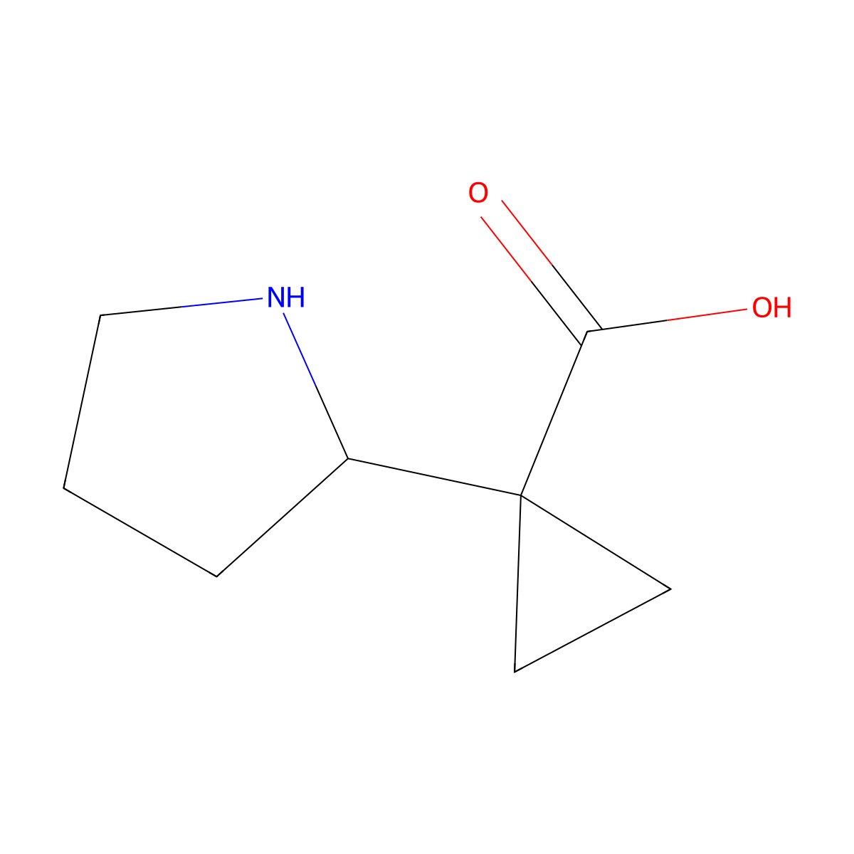 1-(Pyrrolidin-2-yl)cyclopropane-1-carboxylic acid molecular structure, CAS 1514626-02-8