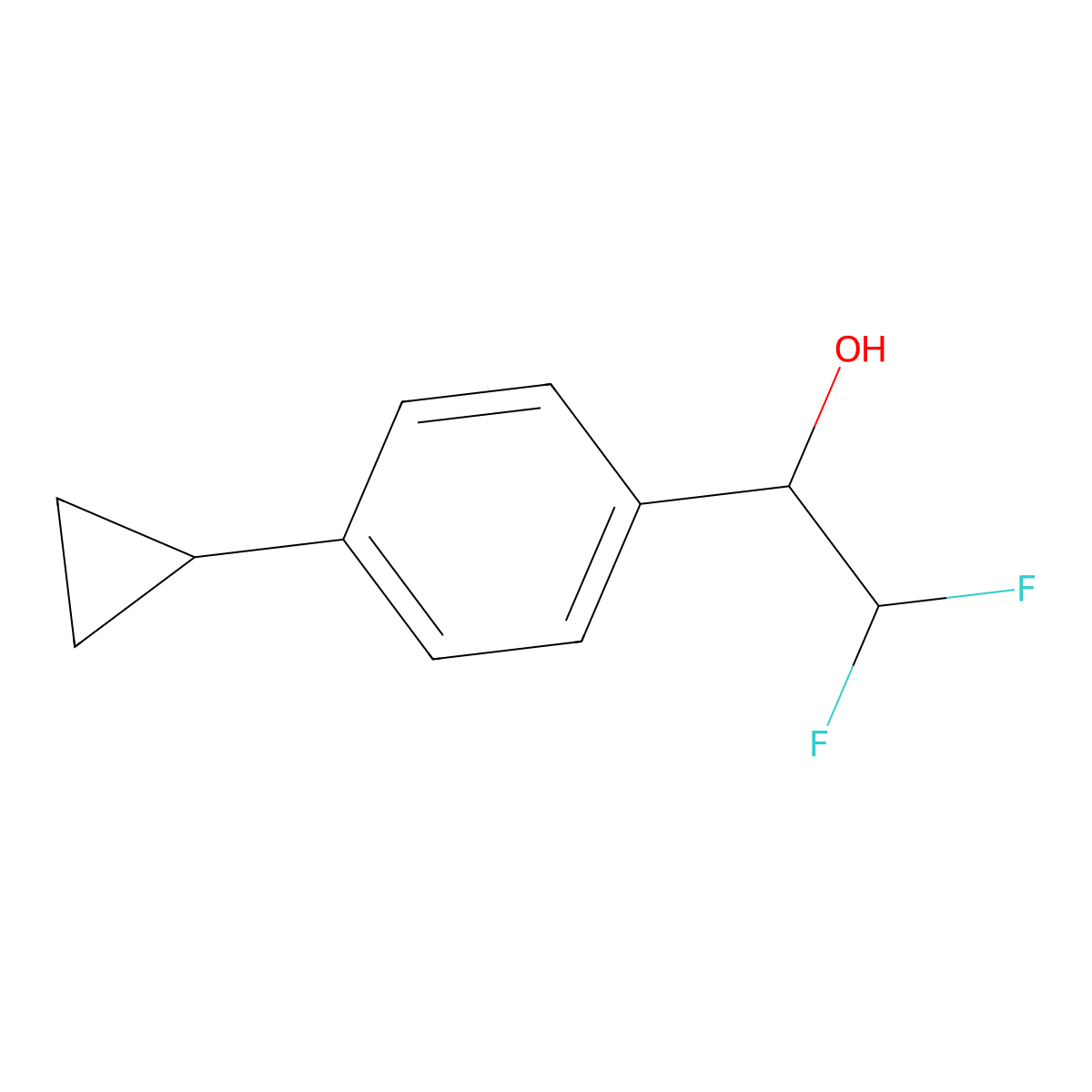 1-(4-Cyclopropylphenyl)-2,2-difluoroethan-1-ol molecular structure, CAS 1514629-01-6