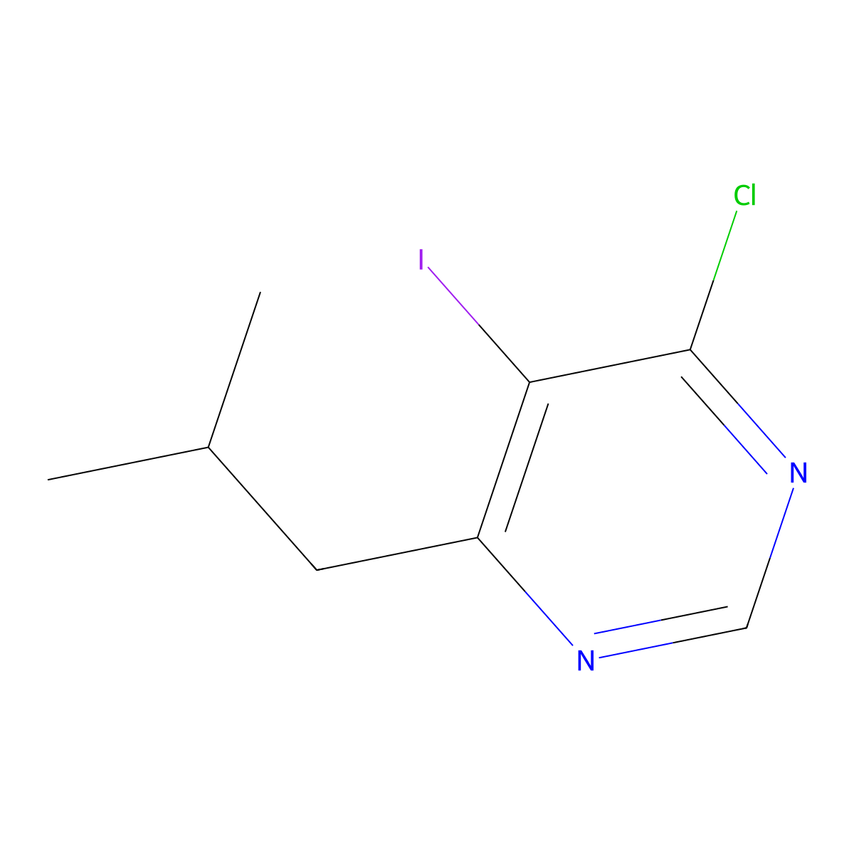 4-Chloro-5-iodo-6-(2-methylpropyl)pyrimidine molecular structure, CAS 1514650-08-8