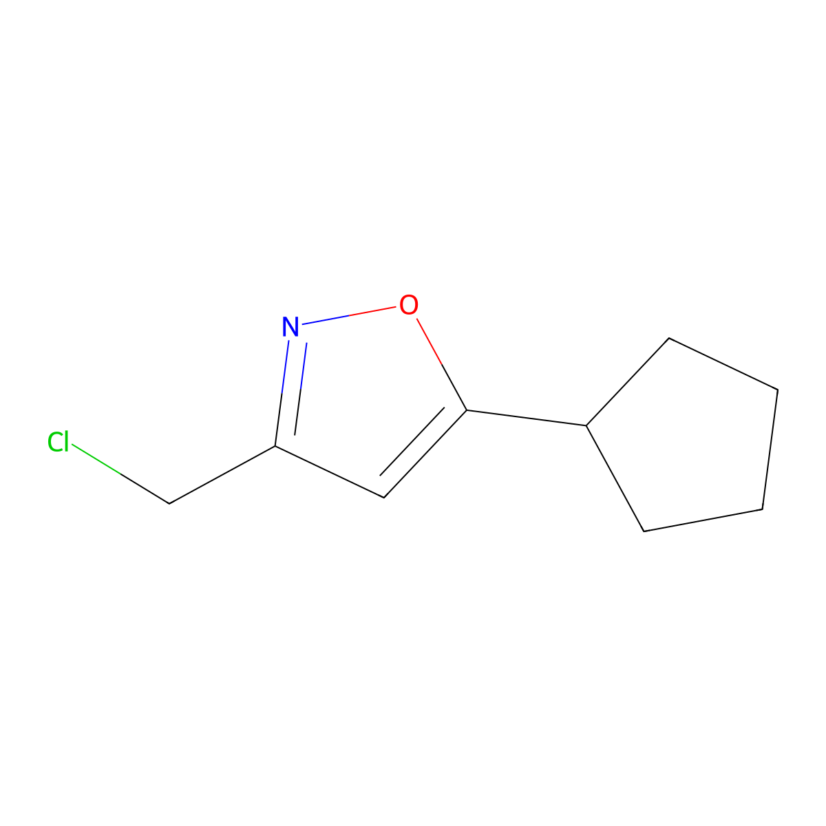3-(Chloromethyl)-5-cyclopentyl-1,2-oxazole molecular structure, CAS 1514651-23-0