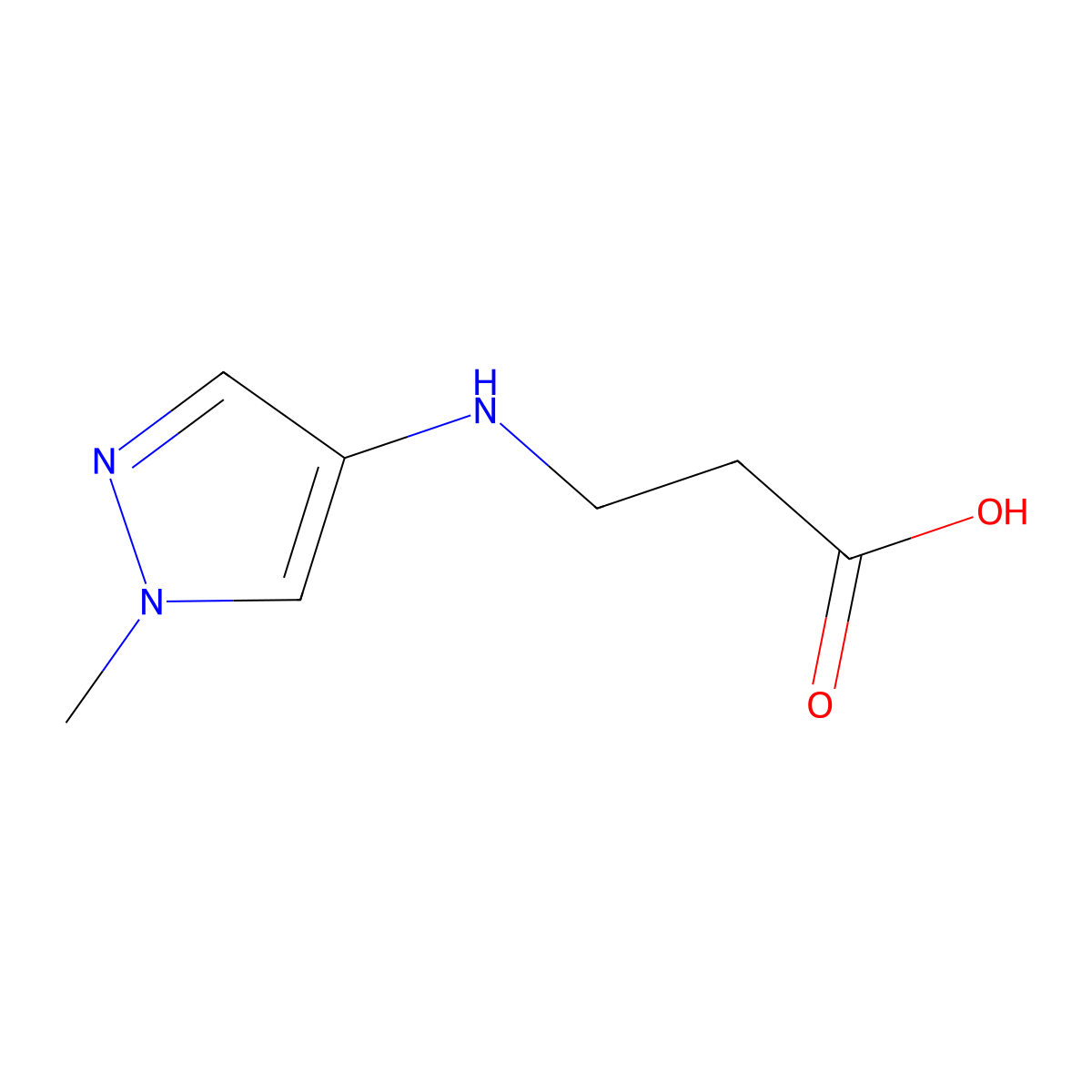 3-((1-methyl-1H-pyrazol-4-yl)amino)propanoic acid molecular structure, CAS 1514661-11-0