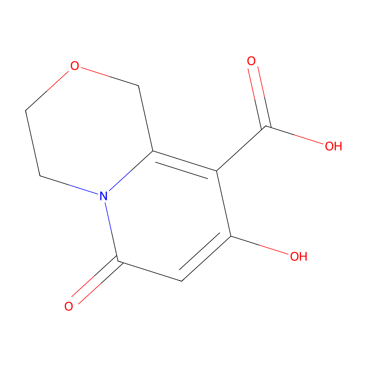 8-hydroxy-6-oxo-1H,3H,4H,6H-pyrido[2,1-c]morpholine-9-carboxylic acid molecular structure, CAS 1514663-78-5