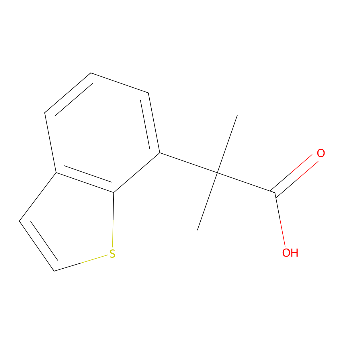 2-(1-Benzothiophen-7-yl)-2-methylpropanoic acid molecular structure, CAS 1514669-81-8