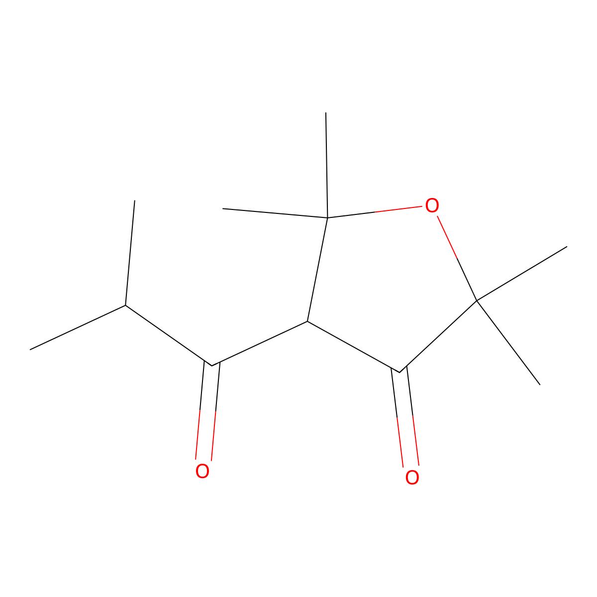 2,2,5,5-Tetramethyl-4-(2-methylpropanoyl)oxolan-3-one molecular structure, CAS 1514677-92-9