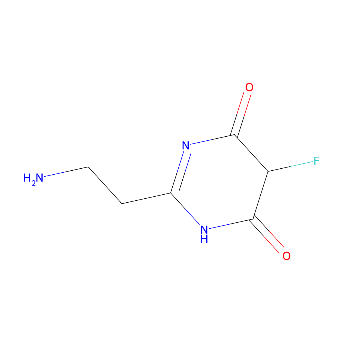 2-(2-Aminoethyl)-5-fluoro-1,4,5,6-tetrahydropyrimidine-4,6-dione molecular structure, CAS 1514682-79-1