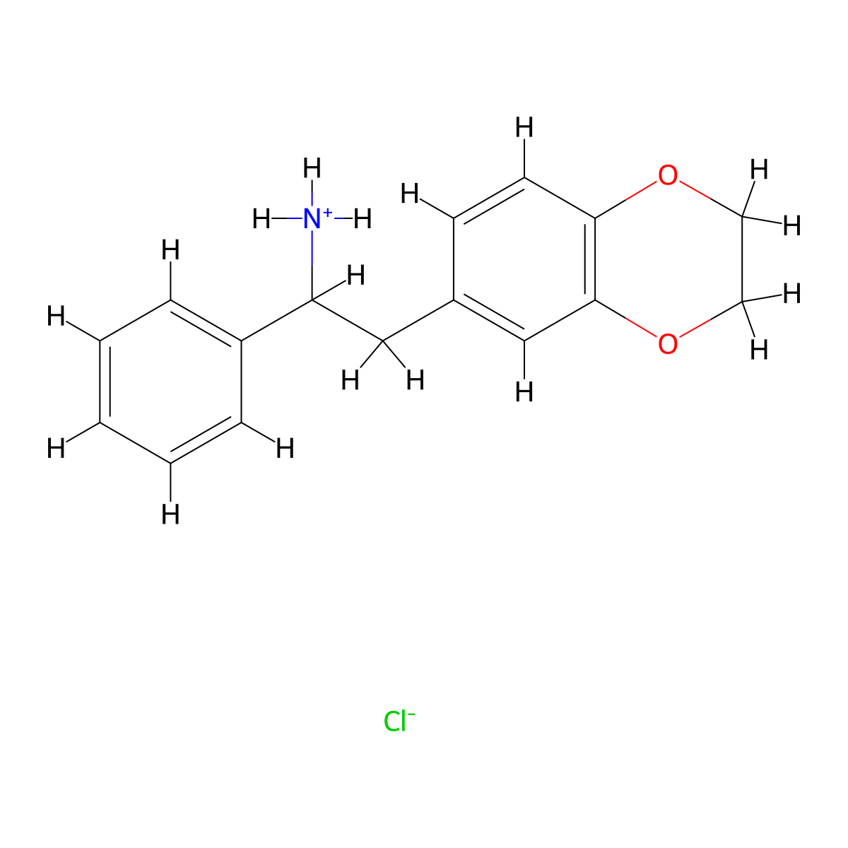 1,4-Benzodioxan-6-ethylamine, alpha-phenyl-, hydrochloride molecular structure, CAS 15147-07-6