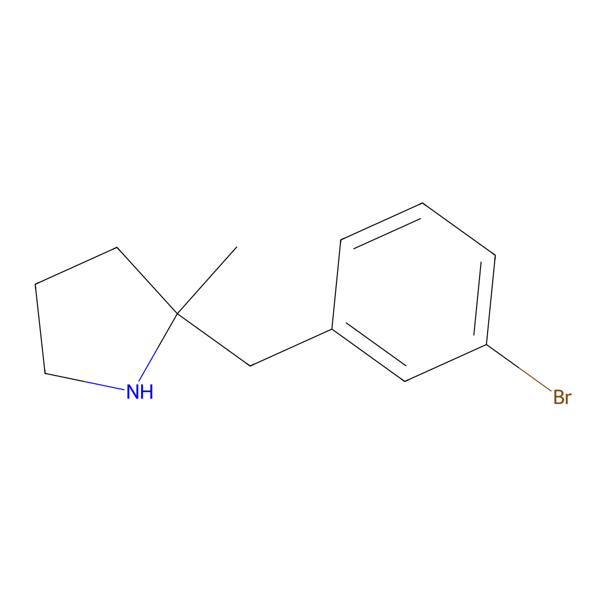 2-[(3-Bromophenyl)methyl]-2-methylpyrrolidine molecular structure, CAS 1514708-23-6