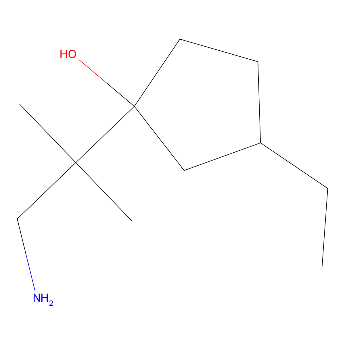 1-(1-Amino-2-methylpropan-2-yl)-3-ethylcyclopentan-1-ol molecular structure, CAS 1514708-76-9