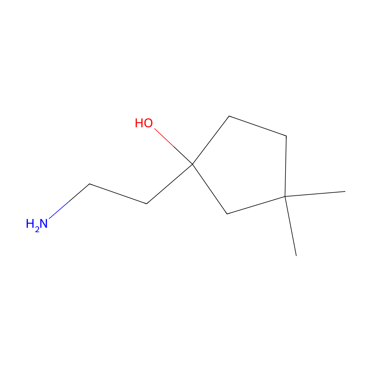 1-(2-Aminoethyl)-3,3-dimethylcyclopentan-1-ol molecular structure, CAS 1514713-21-3