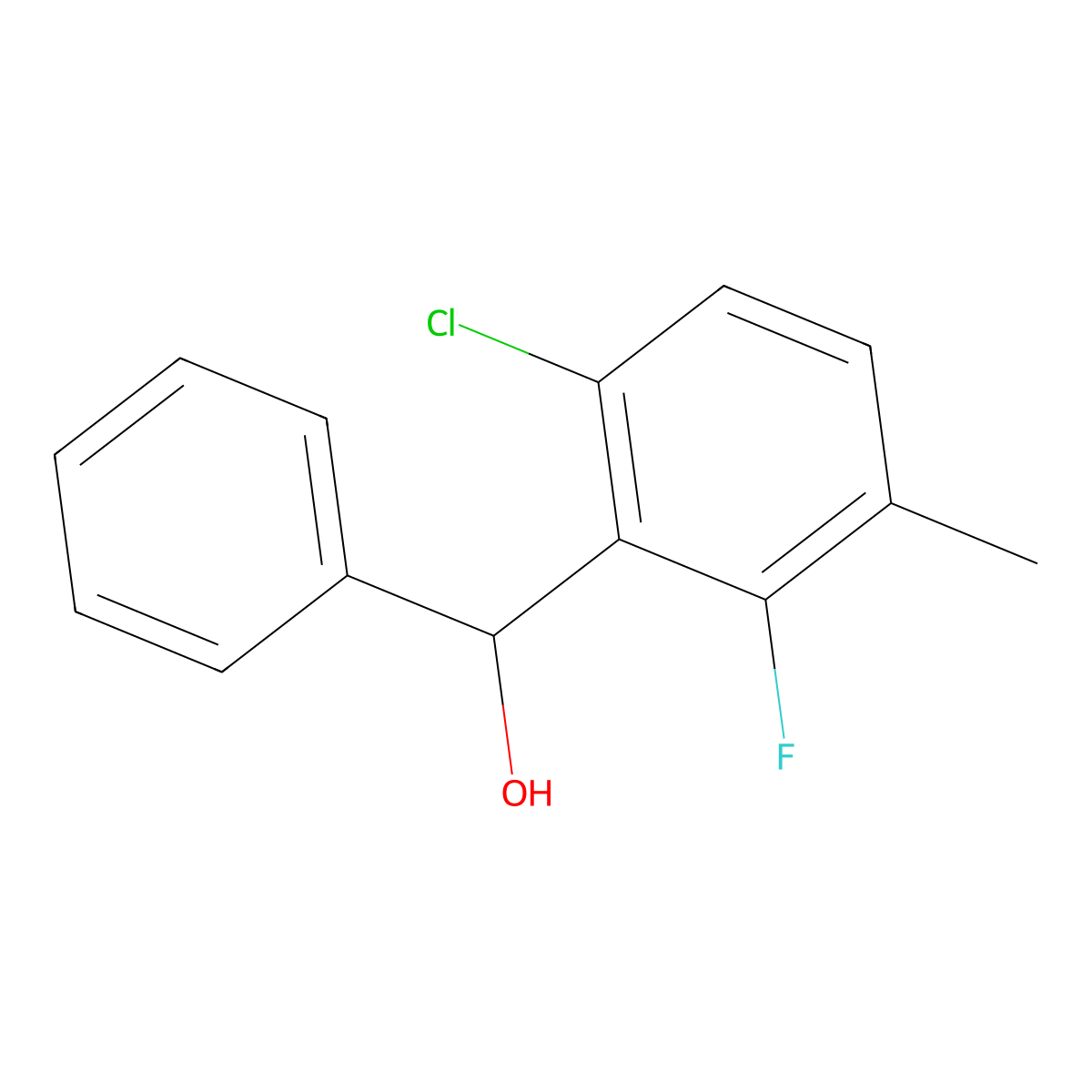 (6-Chloro-2-fluoro-3-methylphenyl)(phenyl)methanol molecular structure, CAS 1514735-99-9