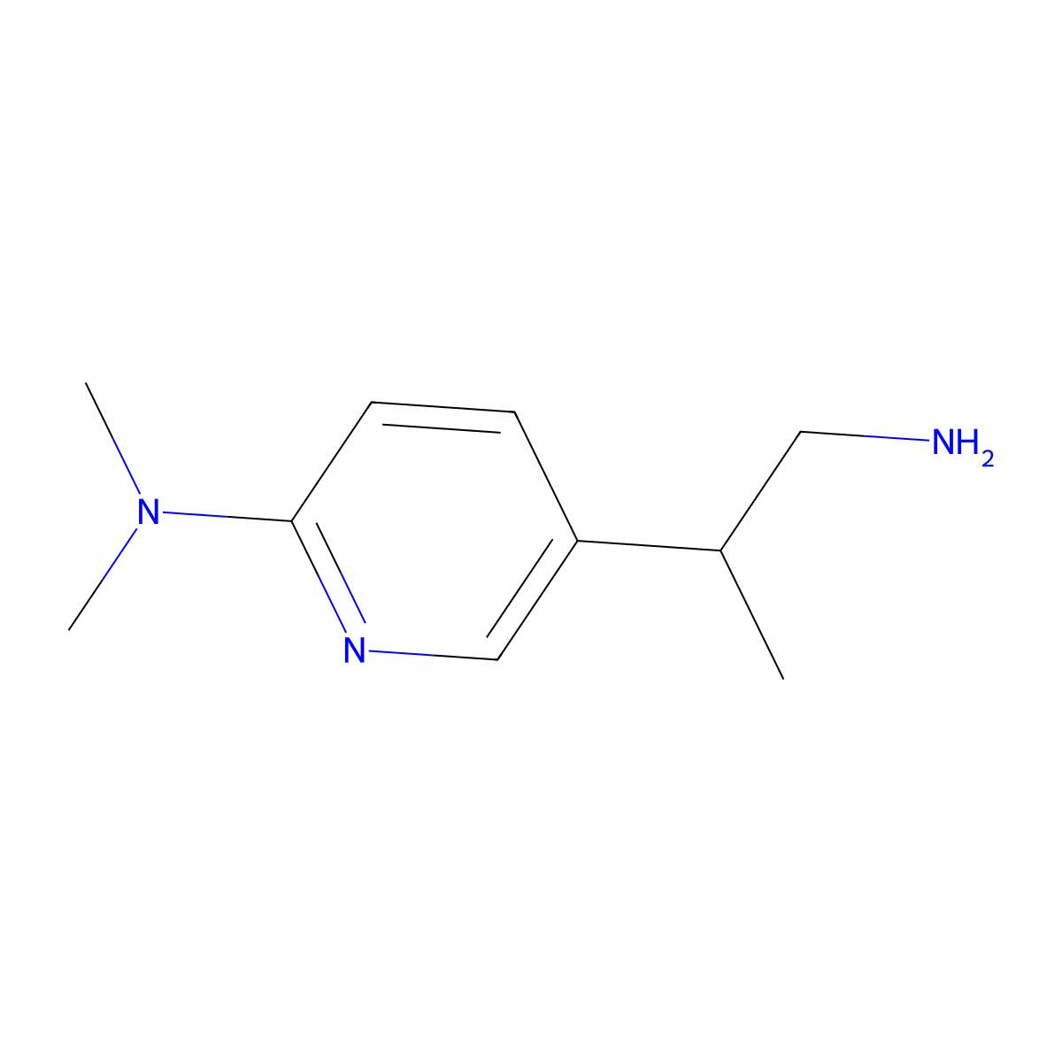 5-(1-aminopropan-2-yl)-N,N-dimethylpyridin-2-amine molecular structure, CAS 1514737-84-8