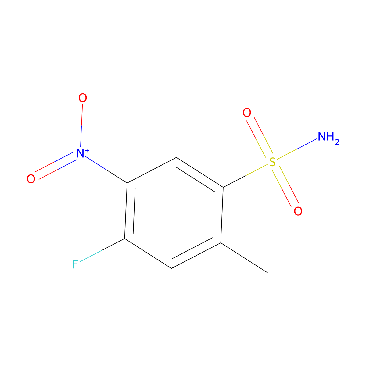 4-Fluoro-2-methyl-5-nitrobenzene-1-sulfonamide molecular structure, CAS 1514740-50-1