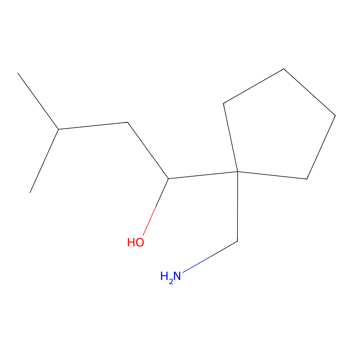 1-(1-(Aminomethyl)cyclopentyl)-3-methylbutan-1-ol molecular structure, CAS 1514747-55-7