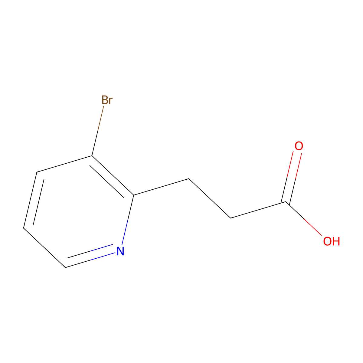 3-(3-Bromopyridin-2-yl)propanoic acid molecular structure, CAS 1514782-62-7