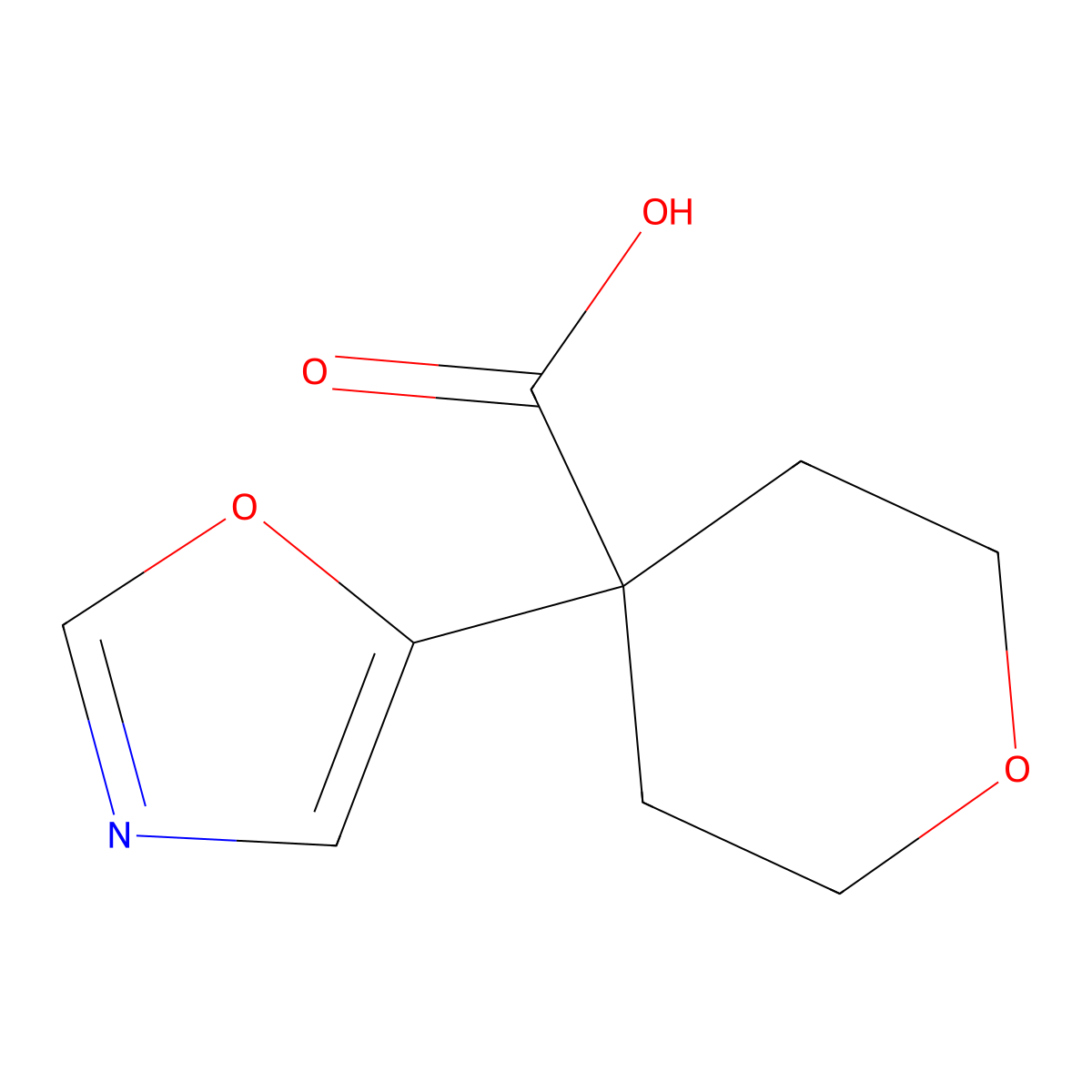 4-(1,3-Oxazol-5-yl)oxane-4-carboxylic acid molecular structure, CAS 1514783-52-8