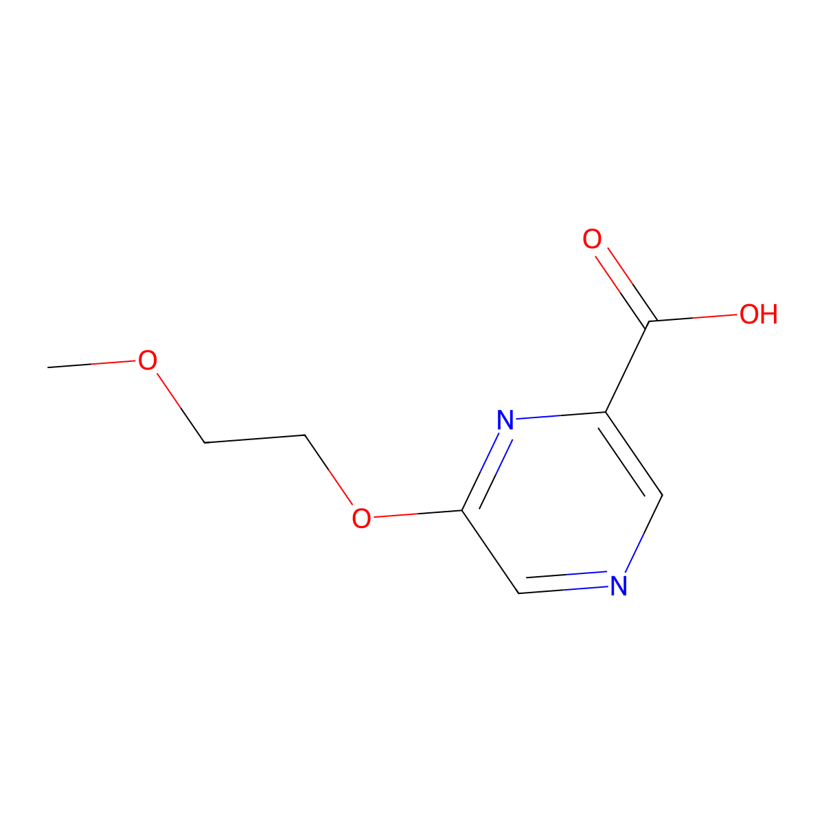 6-(2-Methoxyethoxy)pyrazine-2-carboxylic acid molecular structure, CAS 1514792-98-3