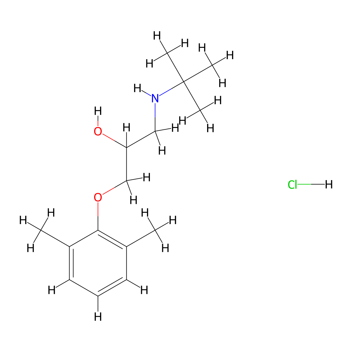 3-[(Tert-butyl)amino]-1-(2,6-dimethylphenoxy)propan-2-ol, chloride molecular structure, CAS 15148-81-9