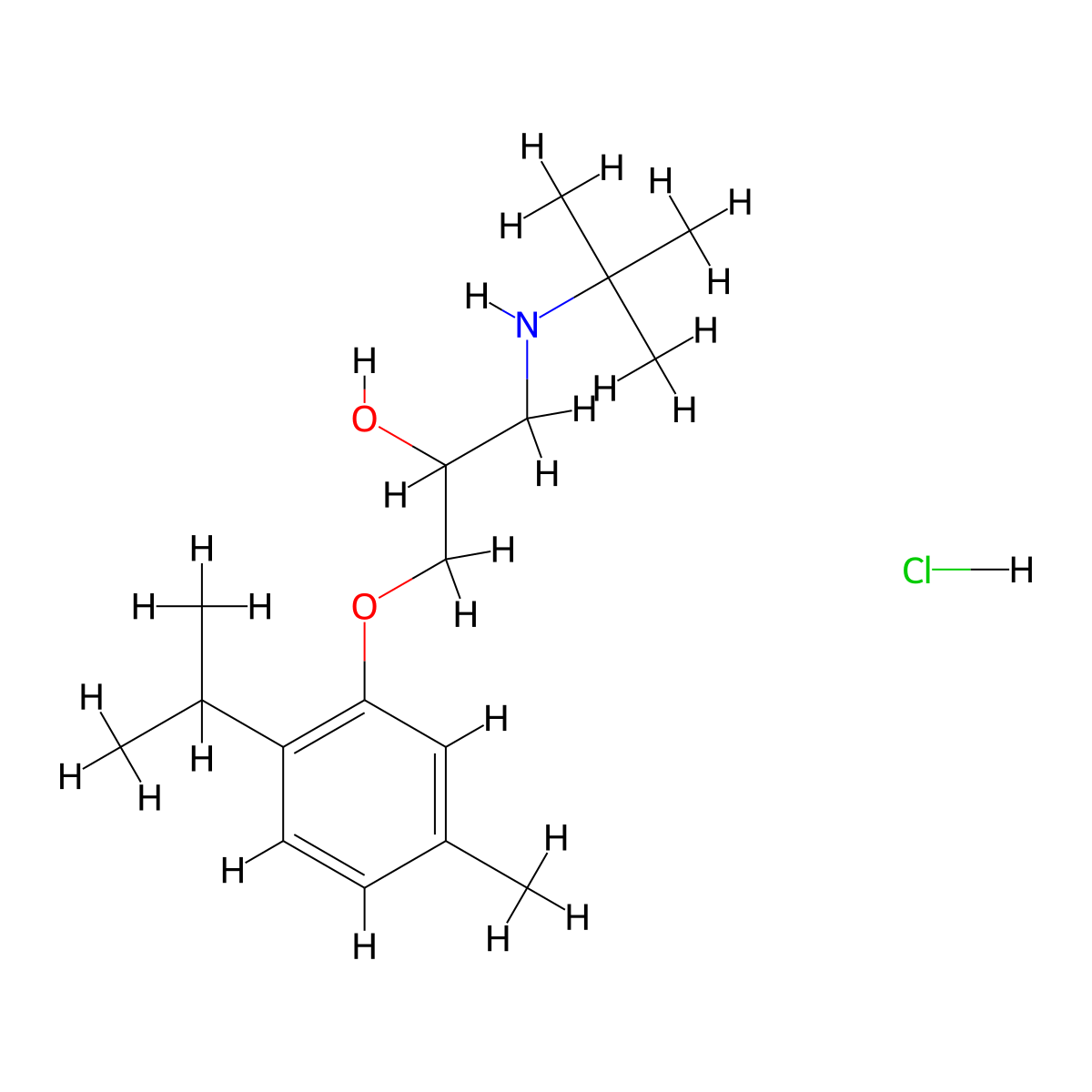 1-(Tert-butylamino)-3-(2-isopropyl-5-methylphenoxy)propan-2-ol hydrochloride molecular structure, CAS 15148-83-1