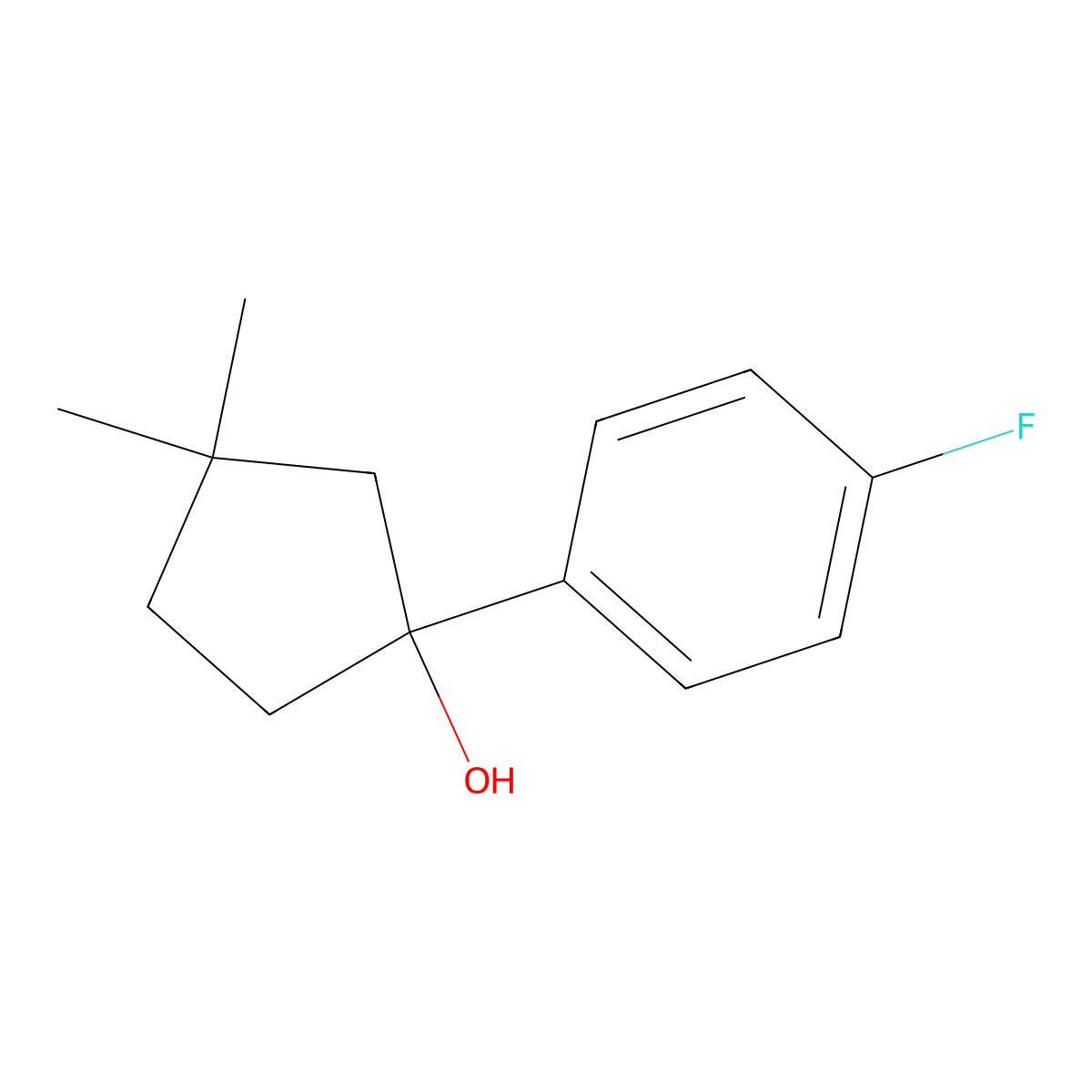 1-(4-Fluorophenyl)-3,3-dimethylcyclopentan-1-OL molecular structure, CAS 1514813-48-9