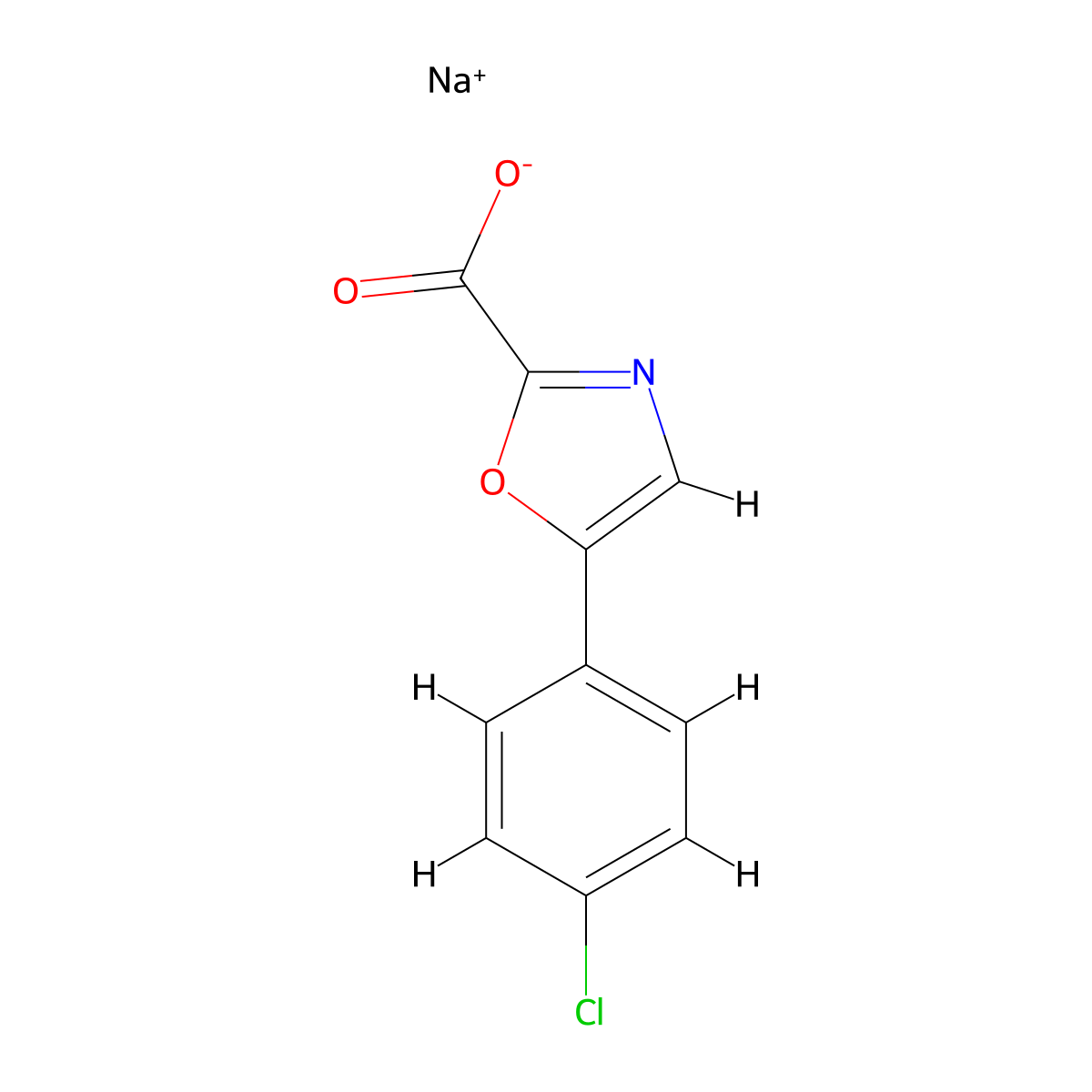 Sodium 5-(4-chlorophenyl)-1,3-oxazole-2-carboxylate molecular structure, CAS 1514835-57-4