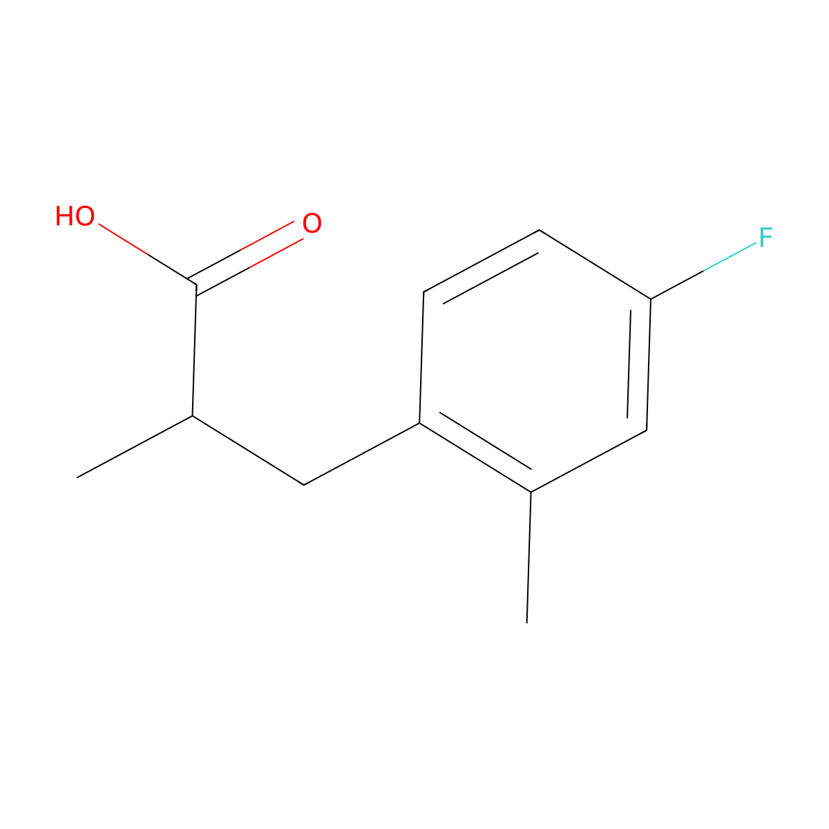3-(4-Fluoro-2-methylphenyl)-2-methylpropanoic acid molecular structure, CAS 1514836-26-0
