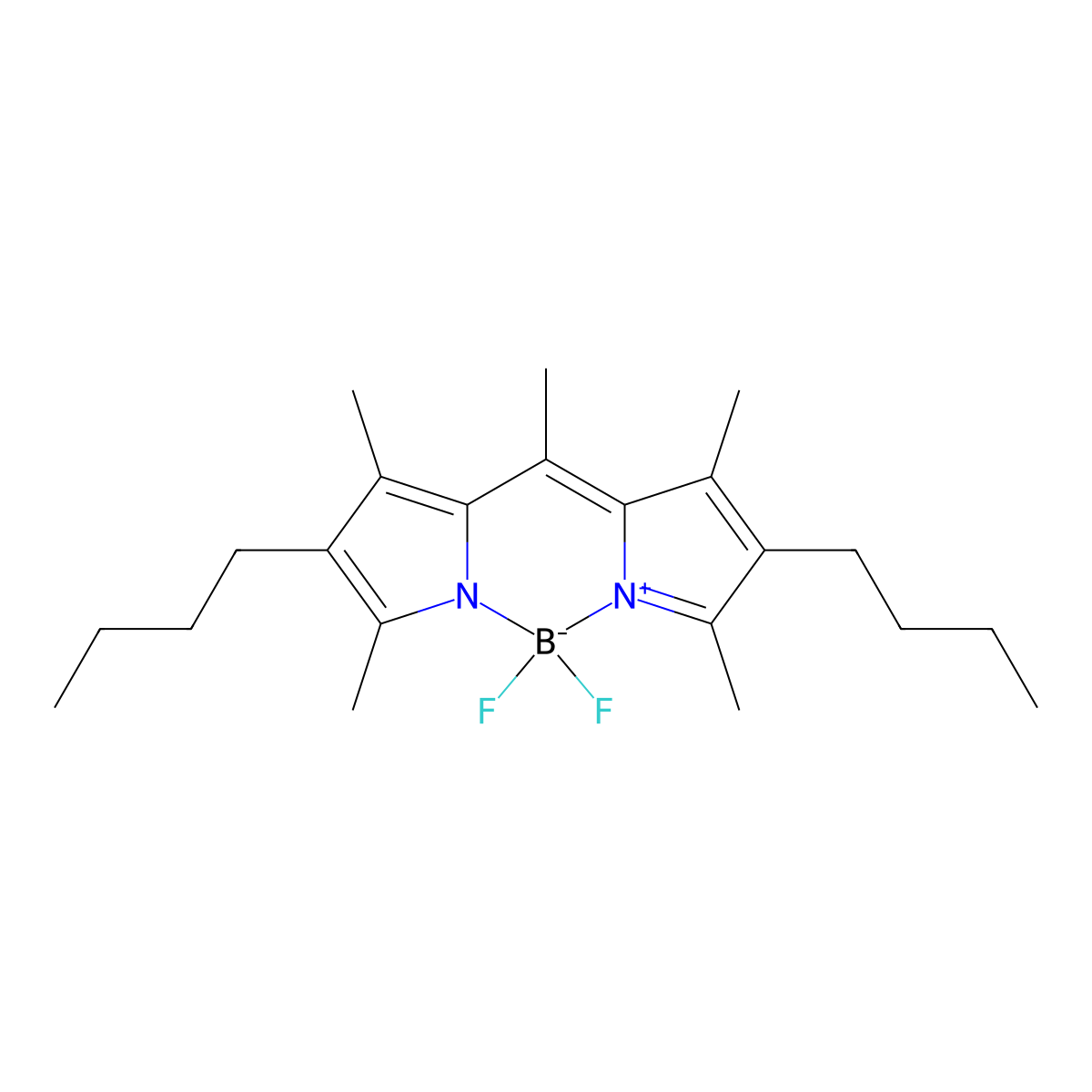 (((4-Butyl-3,5-dimethyl-1H-pyrrol-2-yl)(4-butyl-3,5-dimethyl-2H-pyrrol-2-ylidene)methyl)methane)(difluoroborane) molecular structure, CAS 151486-56-5