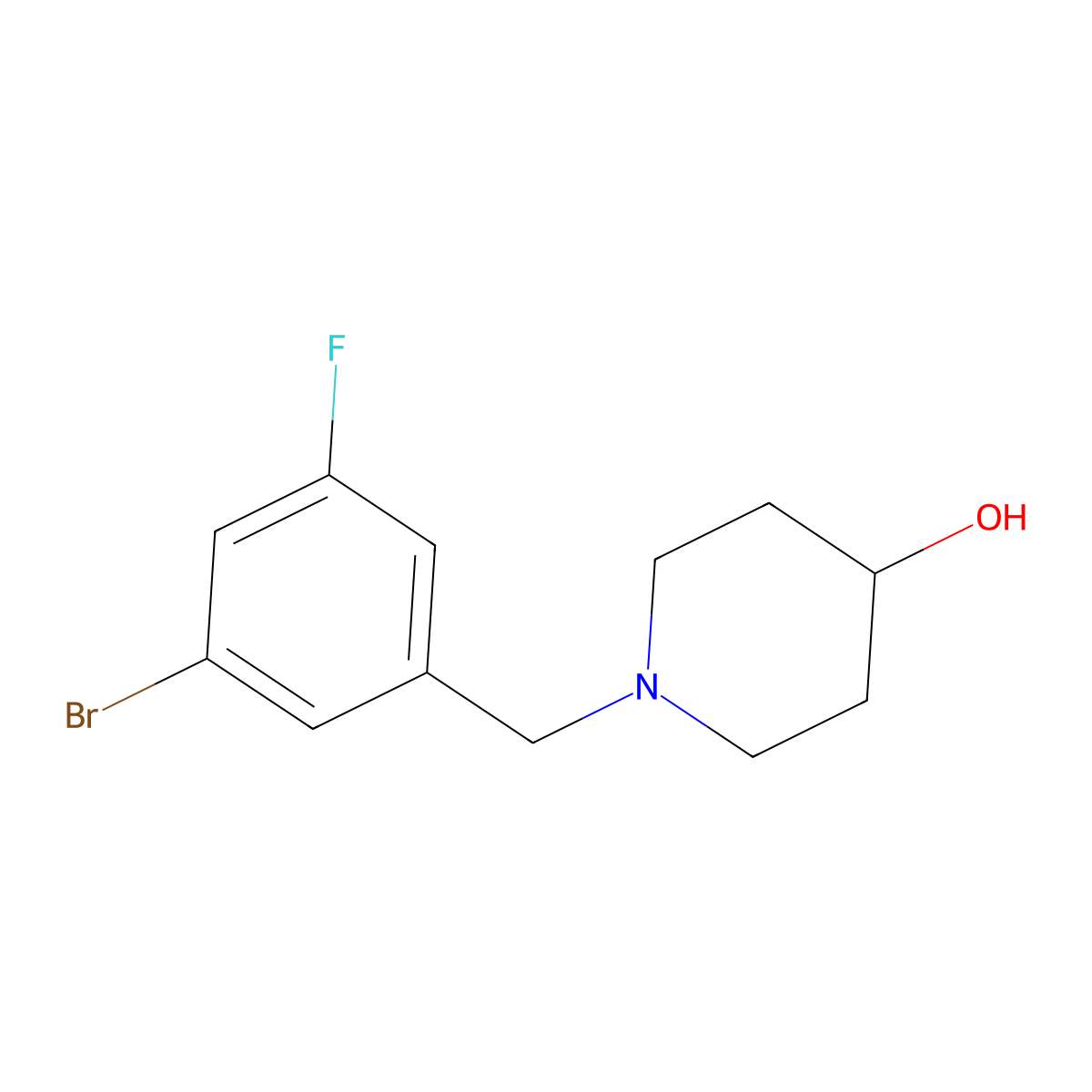 1-(3-Bromo-5-fluorobenzyl)piperidin-4-ol molecular structure, CAS 1514878-90-0