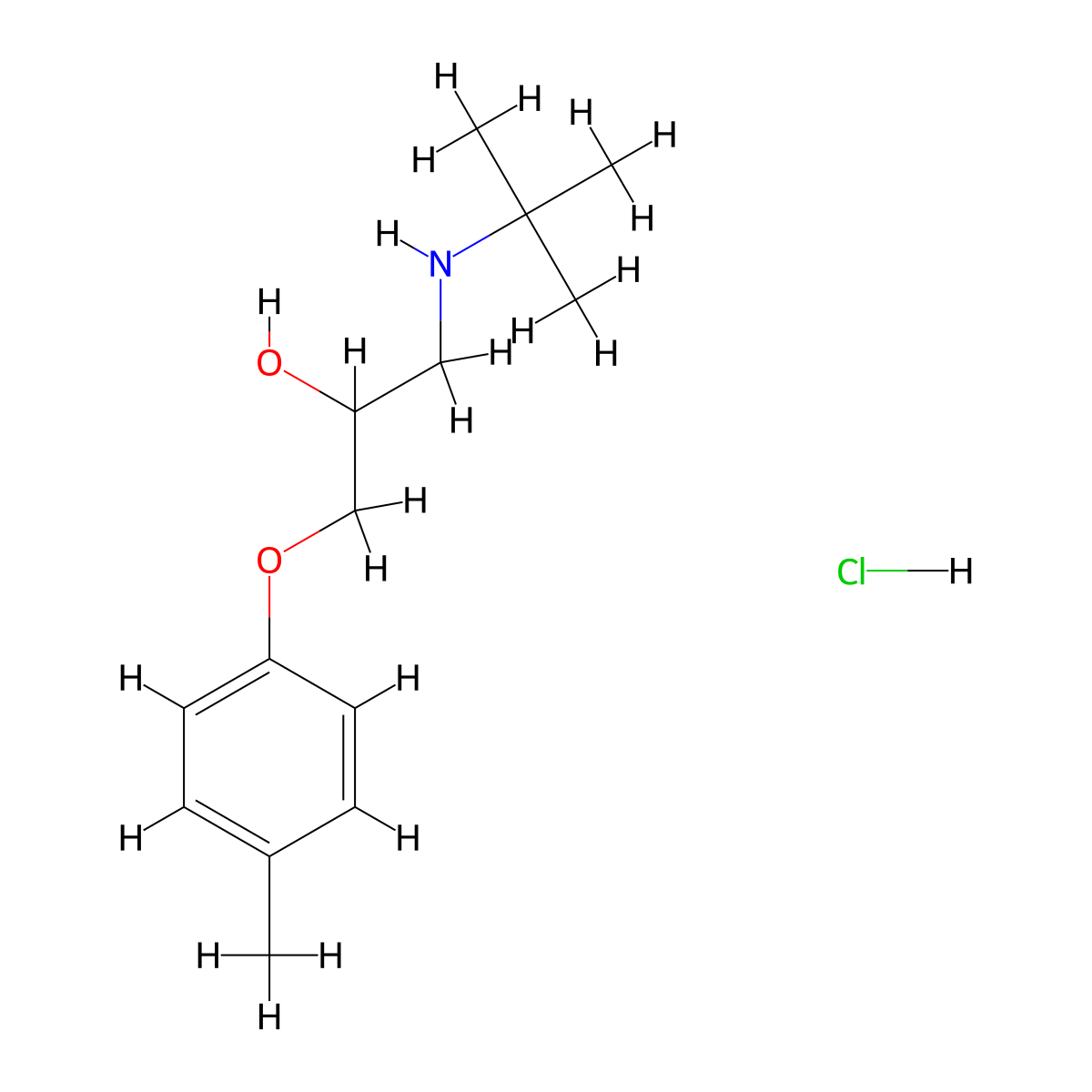 1-(Tert-butylamino)-3-(p-tolyloxy)propan-2-ol hydrochloride molecular structure, CAS 15149-20-9
