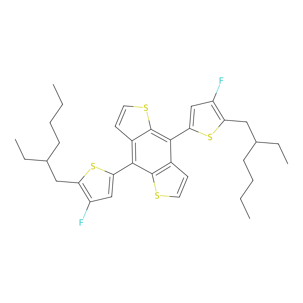 4,8-Bis(5-(2-ethylhexyl)-4-fluorothiophen-2-yl)benzo[1,2-b:4,5-b']dithiophene molecular structure, CAS 1514905-24-8