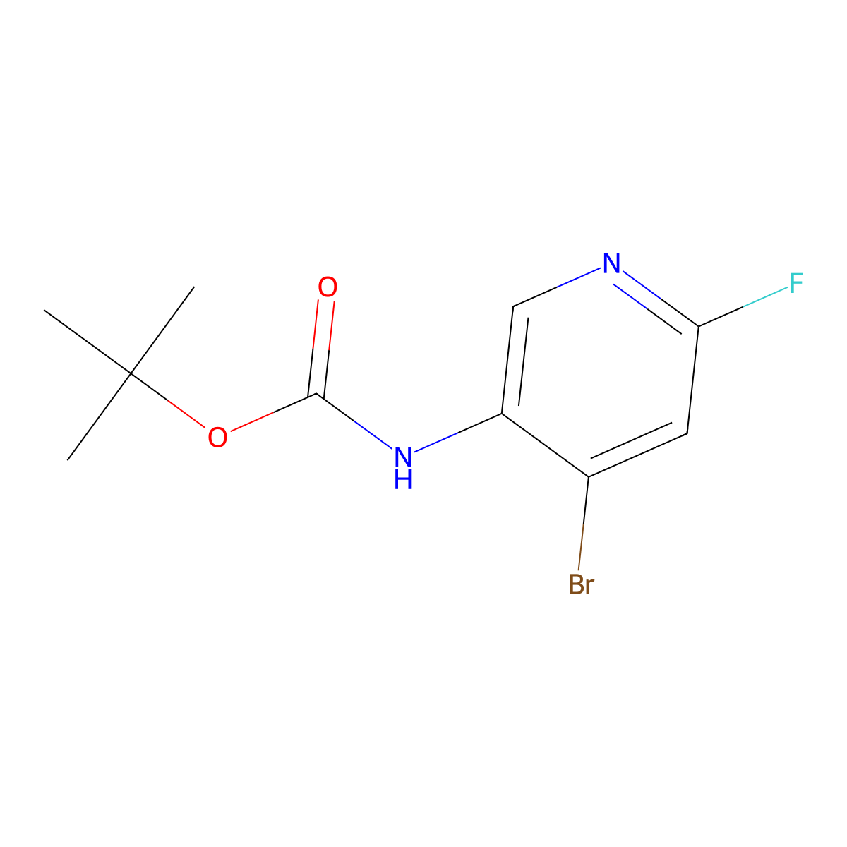 tert-butyl N-(4-bromo-6-fluoro-3-pyridyl)carbamate molecular structure, CAS 1514932-23-0