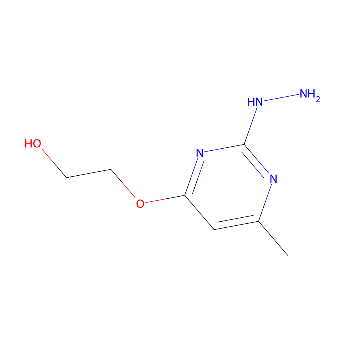 2-[(2-Hydrazinyl-6-methylpyrimidin-4-yl)oxy]ethan-1-ol molecular structure, CAS 1514971-37-9