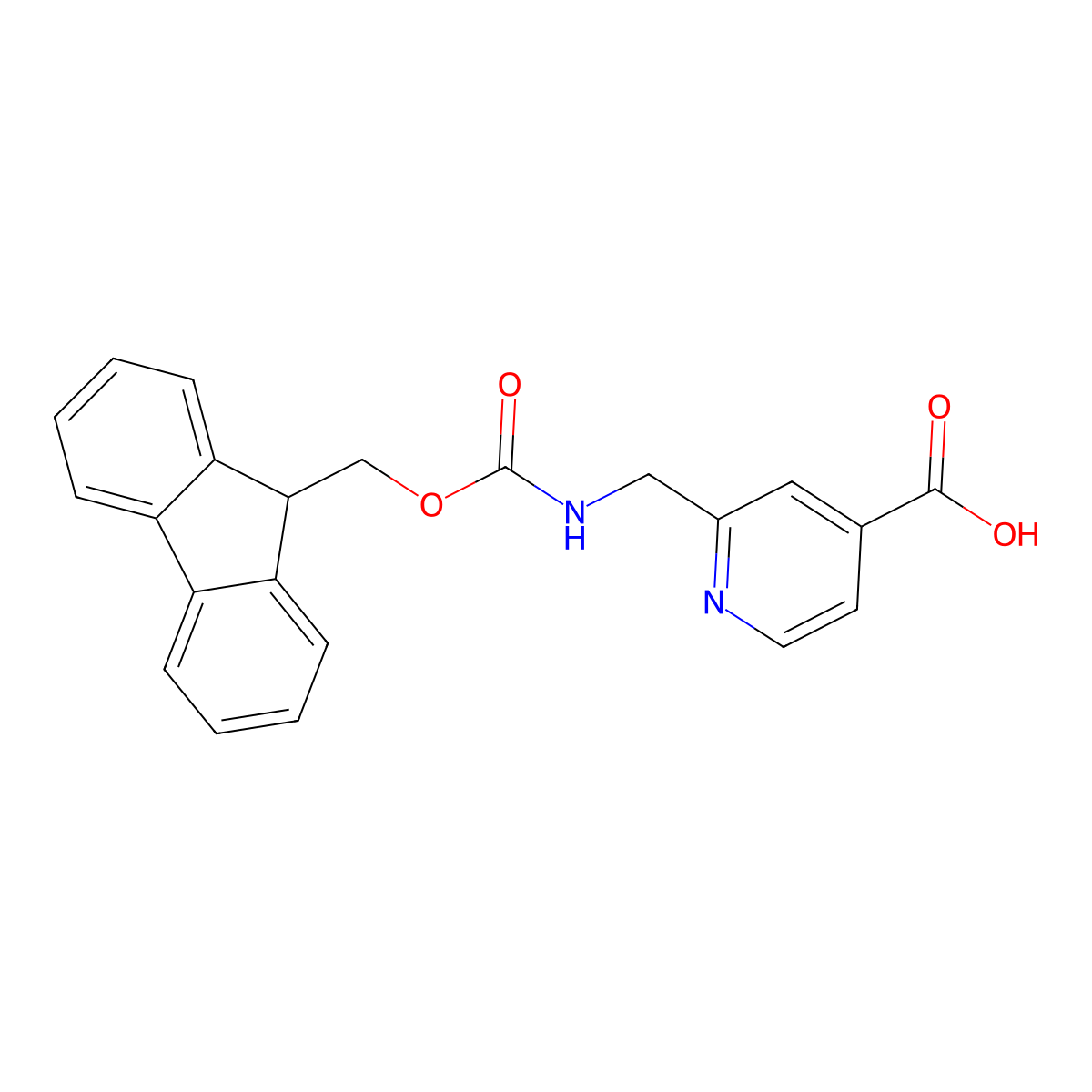 2-((((9H-fluoren-9-ylmethoxy)carbonyl)amino)methyl)pyridine-4-carboxylic acid molecular structure, CAS 1514977-42-4