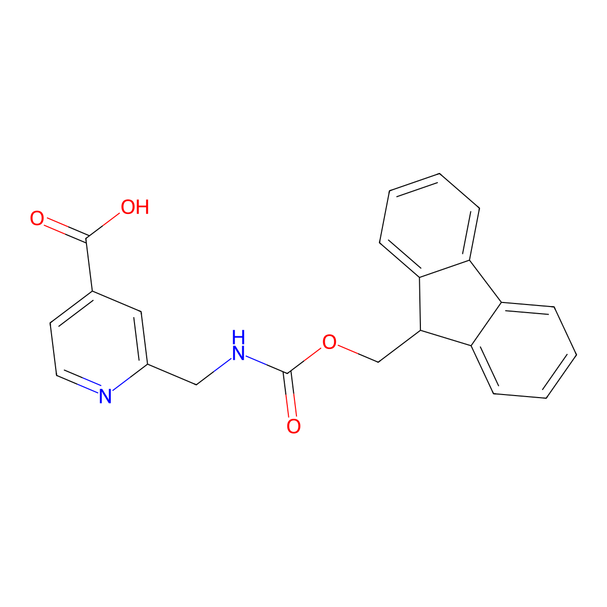 2-((((9H-fluoren-9-ylmethoxy)carbonyl)amino)methyl)pyridine-4-carboxylic acid molecular structure, CAS 1514977-42-4