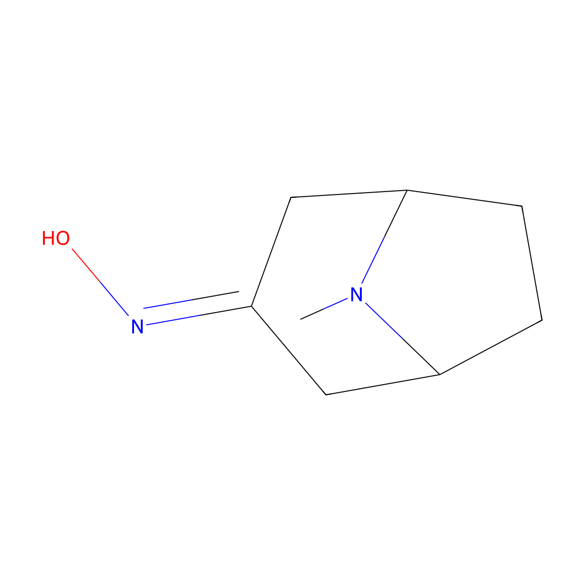 8-Azabicyclo[3.2.1]octan-3-one, 8-methyl-, oxime molecular structure, CAS 1515-26-0