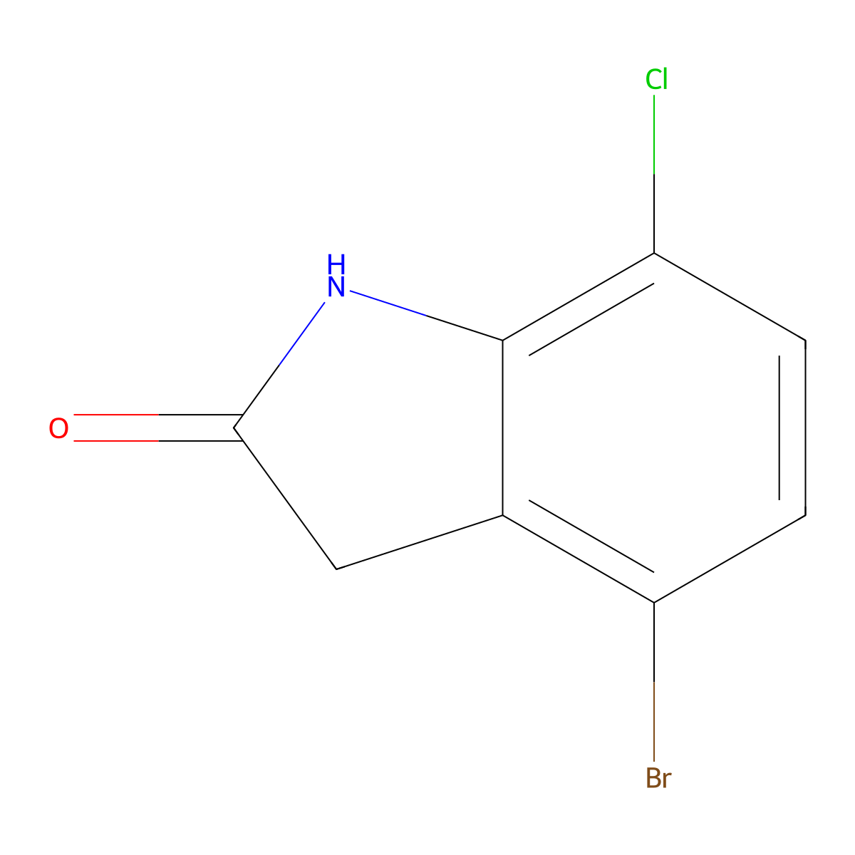 4-bromo-7-chloro-2,3-dihydro-1H-indol-2-one molecular structure, CAS 1515007-59-6