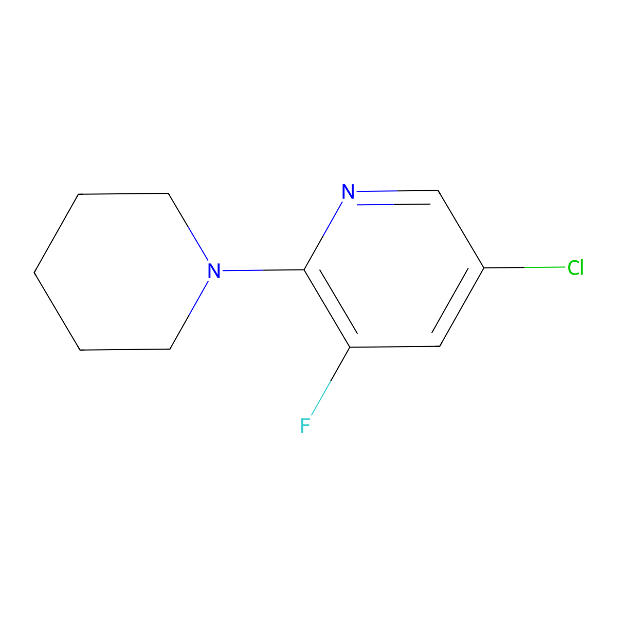5-Chloro-3-fluoro-2-(piperidin-1-yl)pyridine molecular structure, CAS 1515030-84-8