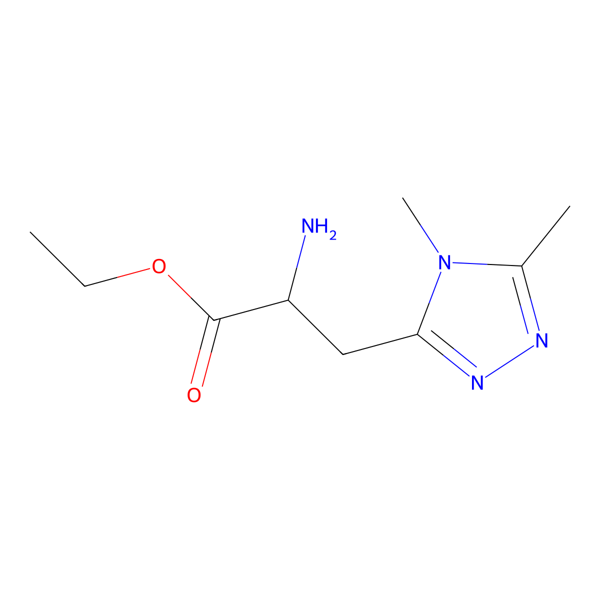 ethyl 2-amino-3-(dimethyl-4H-1,2,4-triazol-3-yl)propanoate molecular structure, CAS 1515040-63-7