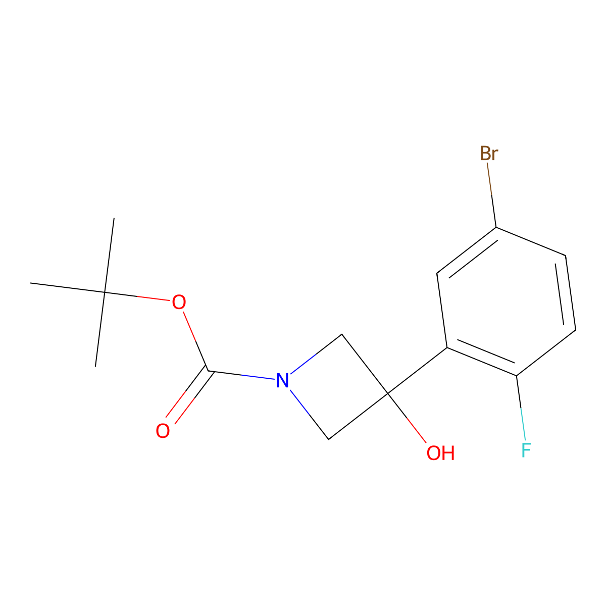 1,1-Dimethylethyl 3-(5-bromo-2-fluorophenyl)-3-hydroxy-1-aZetidinecarboxylate molecular structure, CAS 1515052-08-0