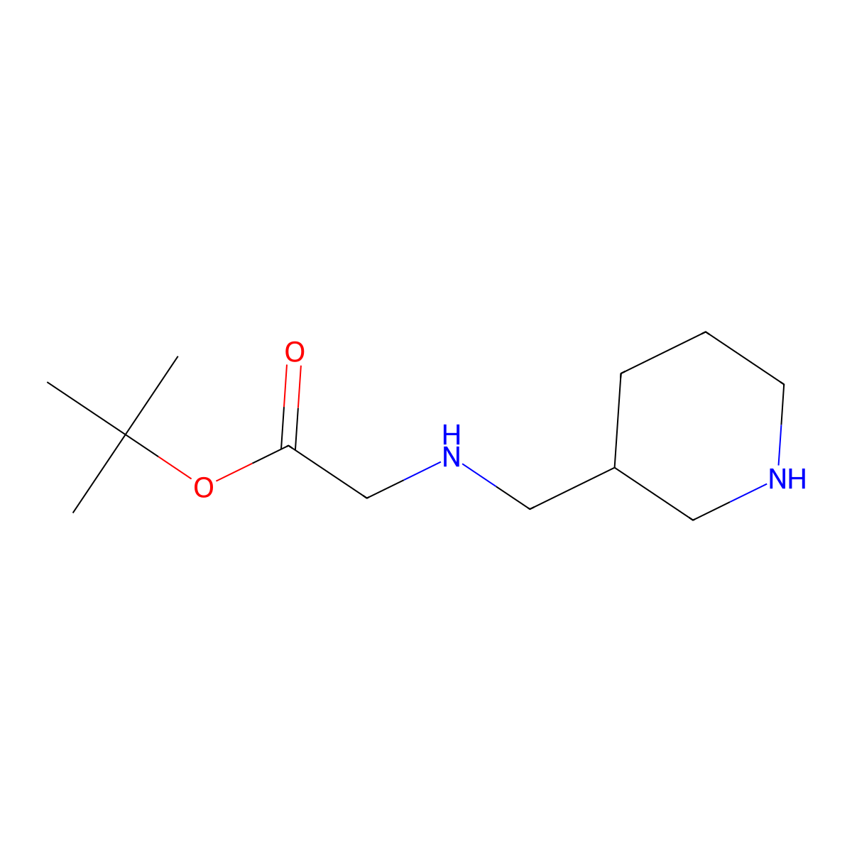 Tert-butyl 2-{[(piperidin-3-yl)methyl]amino}acetate molecular structure, CAS 1515070-48-0